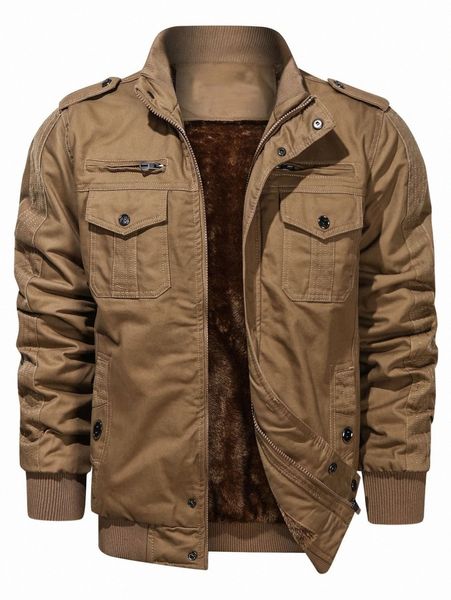 men flap pocket decor zip teddy lined jacket f6uu#, Black;brown 
men flap pocket decor zip teddy lined jacket f6uu#, Black;brown