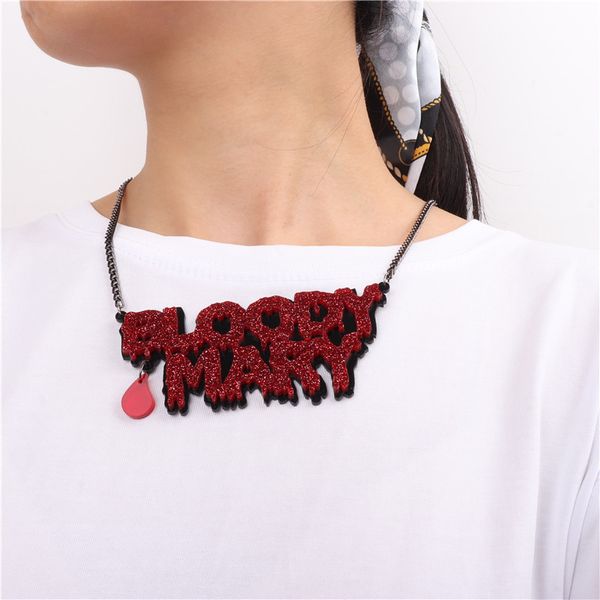 new glitter bloody mary pendant necklace for women acrylic necklaces party dance halloween jewelry exaggerate accessories, Silver
new glitter bloody mary pendant necklace for women acrylic necklaces party dance halloween jewelry exaggerate accessories, Silver