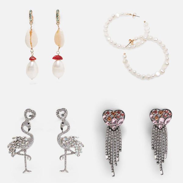 lady new bohemian crystal earrings for women brand design wedding jewelry flamingo flowers shell drop dangle earrings, Silver
lady new bohemian crystal earrings for women brand design wedding jewelry flamingo flowers shell drop dangle earrings, Silver