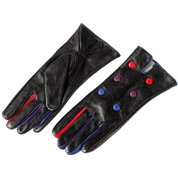 cotton lined genuine dot winter leather gioves for women 201021, Blue;gray