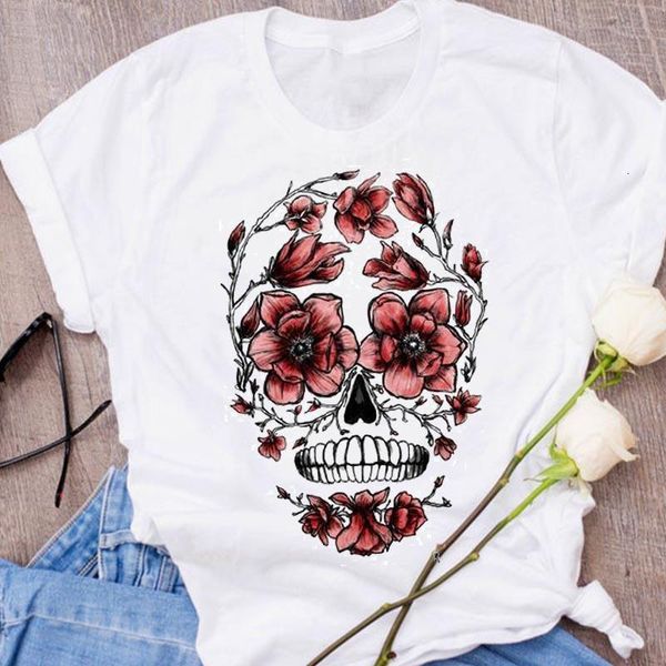 women graphic skull flower floral cute ladies 90s print halloween clothing clothes lady tees female t shirt womens t-shirt, White
women graphic skull flower floral cute ladies 90s print halloween clothing clothes lady tees female t shirt womens t-shirt, White