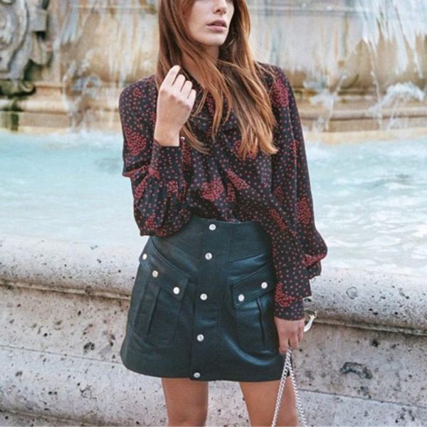 women natural 100% 2020 fashion knee-length real sheepskin leather rivet short skirt1, Black
women natural 100% 2020 fashion knee-length real sheepskin leather rivet short skirt1, Black