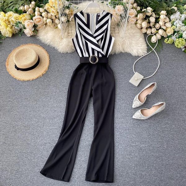 2020 slim notched striped print summer full length jumpsuit bandage casual high waist elegant women tank playsuit office romper, Black;white
2020 slim notched striped print summer full length jumpsuit bandage casual high waist elegant women tank playsuit office romper, Black;white