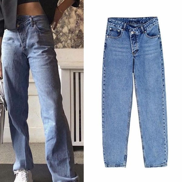 women fashion loose high waist jeans light blue denim pants irregular trousers straight pants cotton
women fashion loose high waist jeans light blue denim pants irregular trousers straight pants cotton