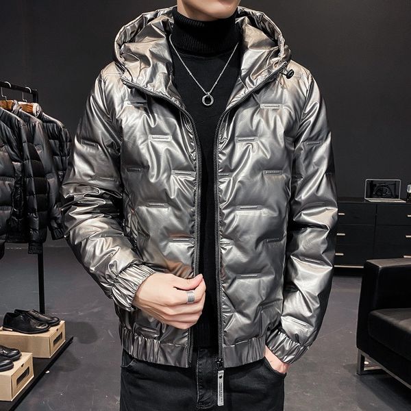 short men's casual fashion 2020 winter new thickened white trend hooded bright face down jacket, Black
short men's casual fashion 2020 winter new thickened white trend hooded bright face down jacket, Black
