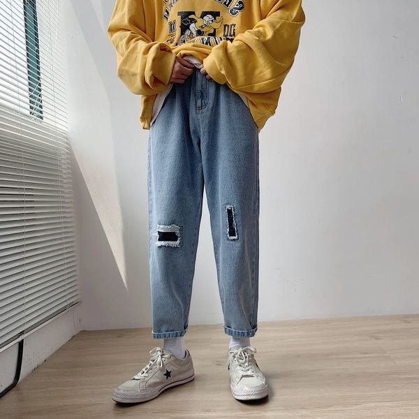 ripped patch jeans men's fashion casual retro straight jeans men streetwear wild loose hip hop hole denim pants mens s-2xl, Blue
ripped patch jeans men's fashion casual retro straight jeans men streetwear wild loose hip hop hole denim pants mens s-2xl, Blue