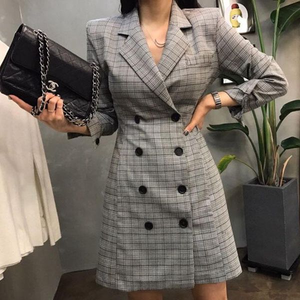 women blazers autumn and winter new checked suit pattern double-breasted suit jacket ladies long jacket women, White;black
women blazers autumn and winter new checked suit pattern double-breasted suit jacket ladies long jacket women, White;black