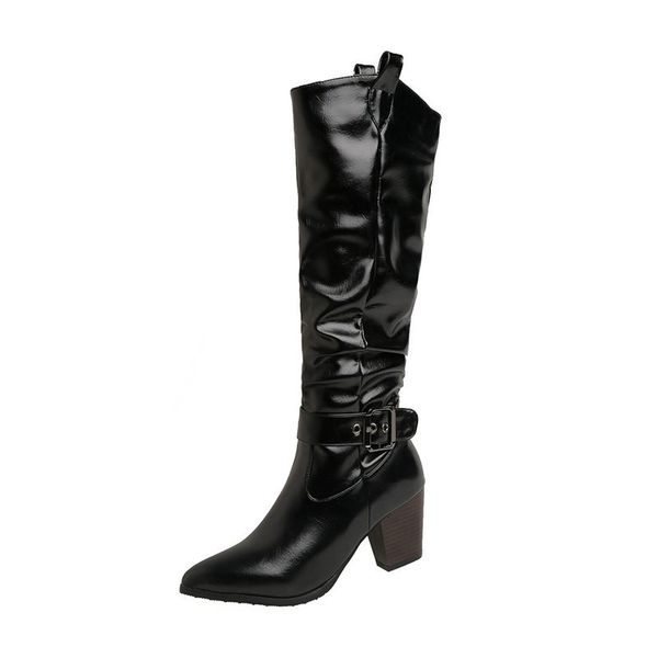 2021 new pointed toe slip on knee boots autumn winter square high heel women pu leather ladies shoes big size 34-43 at05, Black
2021 new pointed toe slip on knee boots autumn winter square high heel women pu leather ladies shoes big size 34-43 at05, Black