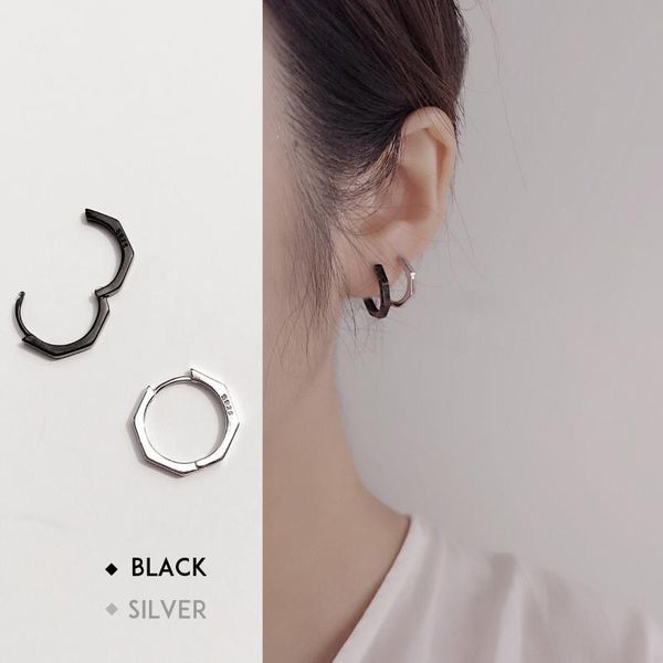 real 100% 925 sterling silver fashion jewelry white/black octagon geometric hoop huggie earrings all-match ear clip basic style, Golden;silver
real 100% 925 sterling silver fashion jewelry white/black octagon geometric hoop huggie earrings all-match ear clip basic style, Golden;silver