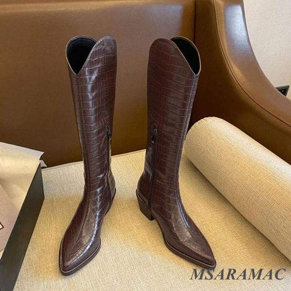 crocodile leather knee high knight boots pointed toe shoes street fashion girl's party shoes women winter nightclub, Black
crocodile leather knee high knight boots pointed toe shoes street fashion girl's party shoes women winter nightclub, Black