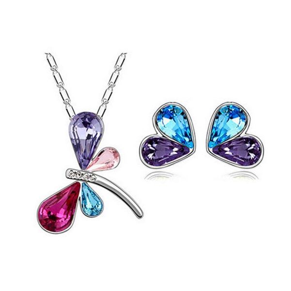 austria crystal jewelry sets double colors dragonfly necklace heart earrings bracelet set for wedding jewelry set 8003 fv99l, Silver
austria crystal jewelry sets double colors dragonfly necklace heart earrings bracelet set for wedding jewelry set 8003 fv99l, Silver