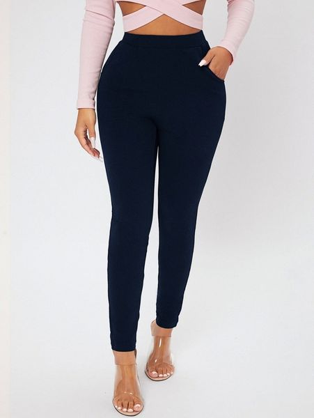 petite slant pocket skinny pants j0fg#, Black;white