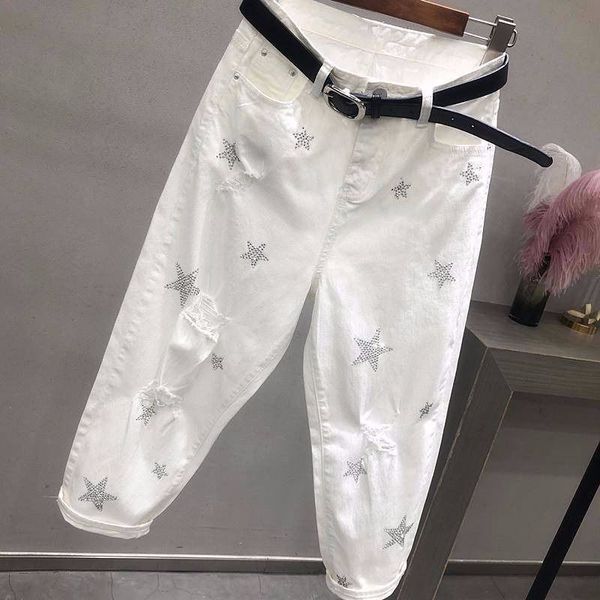 spring autumn korea fashion women white jeans high waist vintage hole loose denim pants casual ankle-length harem pants lj200810, Blue
spring autumn korea fashion women white jeans high waist vintage hole loose denim pants casual ankle-length harem pants lj200810, Blue