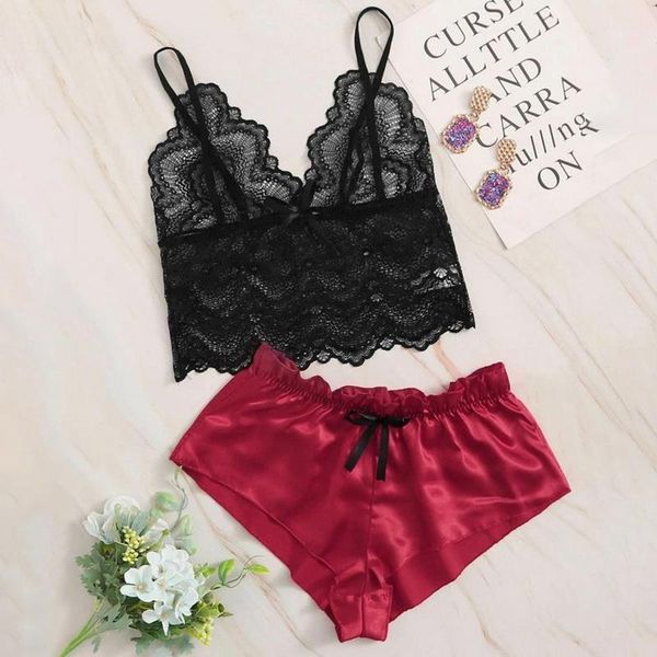 pajamas women plus size lace lingerie summer sleepwear satin thin v-neck cute backless pyjamas women pijama mujer xl1, Black;red
pajamas women plus size lace lingerie summer sleepwear satin thin v-neck cute backless pyjamas women pijama mujer xl1, Black;red