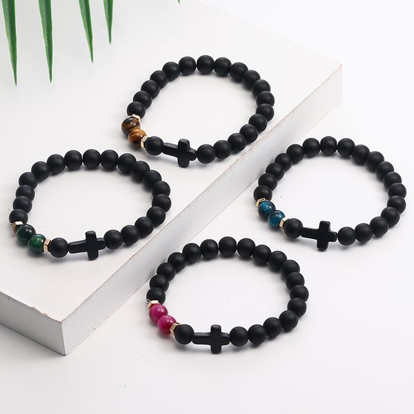 factory price charm new fashion men's natural cross black matte stone beaded bracelets handmade women men healing balanc
factory price charm new fashion men's natural cross black matte stone beaded bracelets handmade women men healing balanc