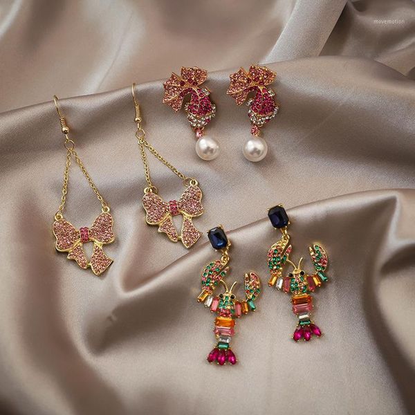 sweet lovely pink crystal crayfish bear bow pearl pendant earrings 2020 new fashion personality statement earrings women jewelry1, Silver
sweet lovely pink crystal crayfish bear bow pearl pendant earrings 2020 new fashion personality statement earrings women jewelry1, Silver