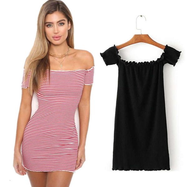 off wind spring / summer new shoulder threaded dress tight ear skirt, Black;gray