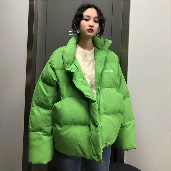 fluorescent green winter jacket women parka warm thick solid short cotton padded parkas coat loose stand collar outwear, Black
fluorescent green winter jacket women parka warm thick solid short cotton padded parkas coat loose stand collar outwear, Black