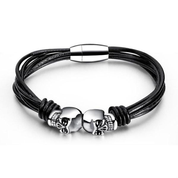 charm bracelets mens titanium steel skull bracelet simple multilayer leather woven sports casual gift, Golden;silver
charm bracelets mens titanium steel skull bracelet simple multilayer leather woven sports casual gift, Golden;silver
