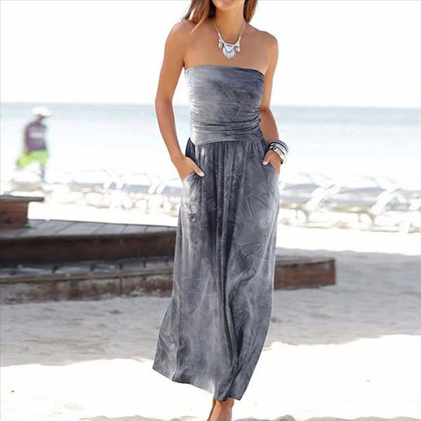 womens dresses solid boho long maxi dress beach summer sleeveless bandeau dress vestido de verano 1.14, Black;gray
womens dresses solid boho long maxi dress beach summer sleeveless bandeau dress vestido de verano 1.14, Black;gray