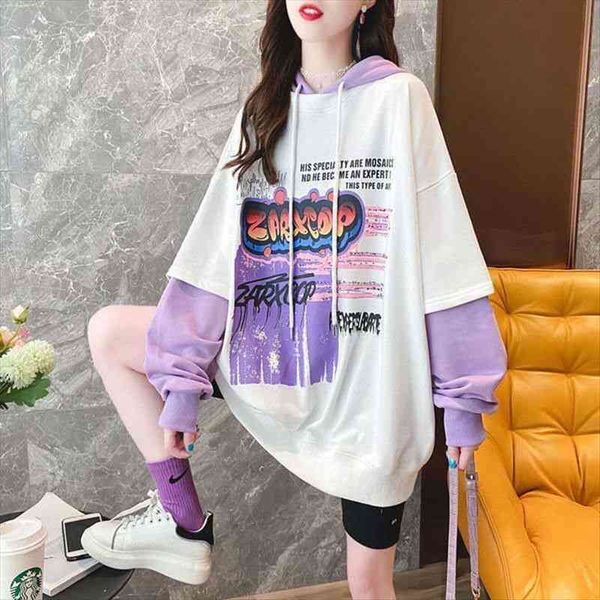 fake two-pieces long sleeve womens hoodie spring autumn loose fit hooded female clothing plus size korean fashion hoodies, Black
fake two-pieces long sleeve womens hoodie spring autumn loose fit hooded female clothing plus size korean fashion hoodies, Black