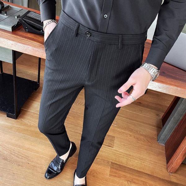 men's suits & blazers 2021 striped pants men fashion business formal dress office work wedding trousers social streetwear casual pantal, White;black
men's suits & blazers 2021 striped pants men fashion business formal dress office work wedding trousers social streetwear casual pantal, White;black