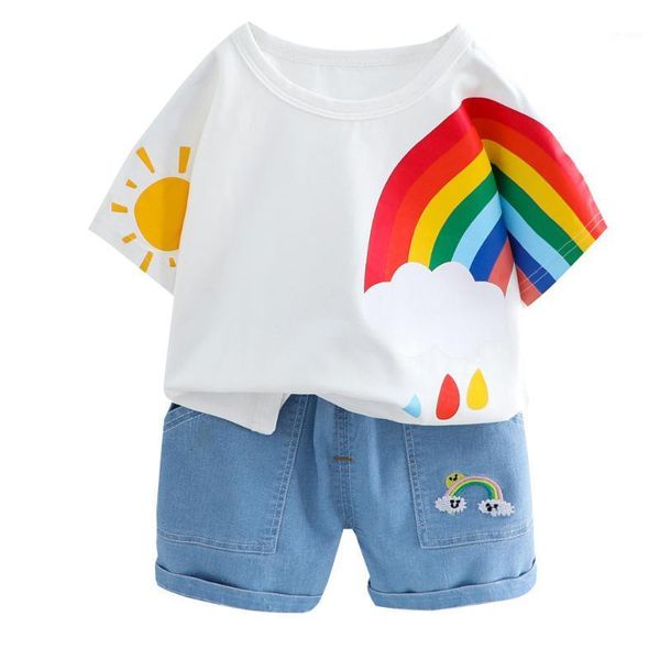summer kids sets boys girls fashion clothes sets kids cotton rainbow print t-shirt + denim shorts two-piece children's clothing1, White
summer kids sets boys girls fashion clothes sets kids cotton rainbow print t-shirt + denim shorts two-piece children's clothing1, White