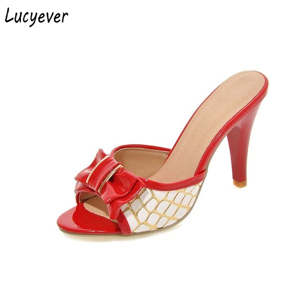 lucyever peep toe thin high heels women sandals party slides shoes woman bowtie patchwork summer flip flops plus size 34-43, Black
lucyever peep toe thin high heels women sandals party slides shoes woman bowtie patchwork summer flip flops plus size 34-43, Black