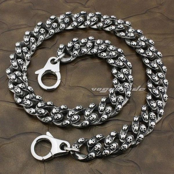 тяжелого панк мода талия подвеска твердой нержавеющая сталь 316l прохладная мужские байкер властного череп кошелек цепь 5q012wc 14 «~ 36», Silver