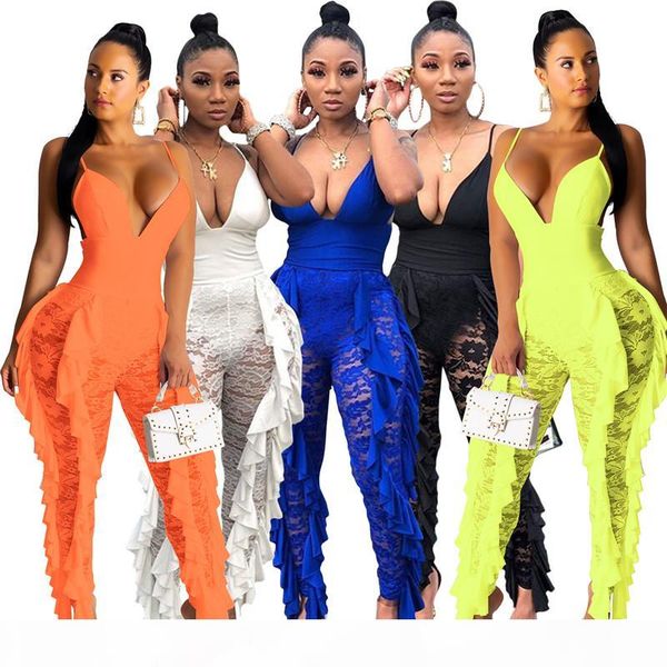 women lace jumpsuits panelled deep v neck spaghetti strap rompers fashion bodysuit backless sleeveless skinny one piece pants 1267, Black;white
women lace jumpsuits panelled deep v neck spaghetti strap rompers fashion bodysuit backless sleeveless skinny one piece pants 1267, Black;white