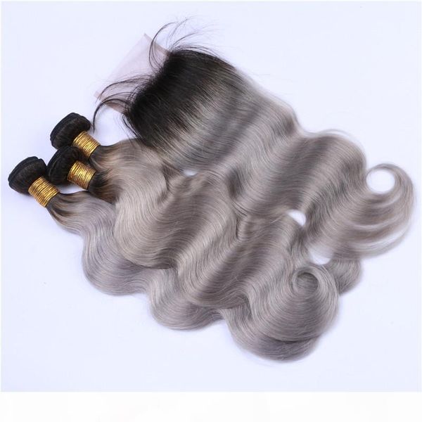 two tone 1b grey ombre 4x4 lace closure with 3bundles body wave black and silver grey ombre peruvian human hair weaves with closure
two tone 1b grey ombre 4x4 lace closure with 3bundles body wave black and silver grey ombre peruvian human hair weaves with closure