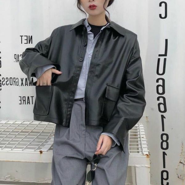 women's jackets women turn-down collar pockets short solid pu leather chic coats womens korean style high street all-match bf retro, Black;brown
women's jackets women turn-down collar pockets short solid pu leather chic coats womens korean style high street all-match bf retro, Black;brown