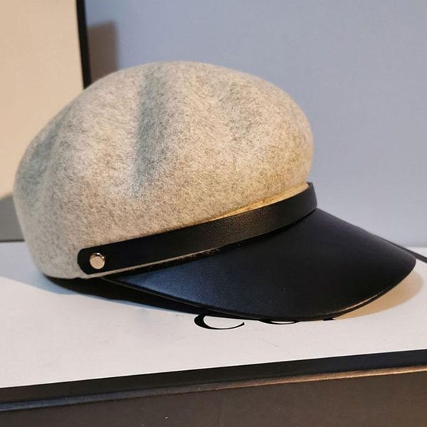 wool women beret autumn winter octagonal cap pu leather hats stylish artist painter newsboy caps black grey beret hats quality, Blue;gray
wool women beret autumn winter octagonal cap pu leather hats stylish artist painter newsboy caps black grey beret hats quality, Blue;gray