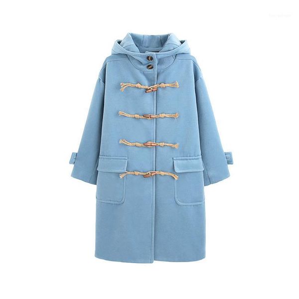 women's wool & blends winter women outerwear 2021 wild medium long female woolen coat loose hooded horn buckle high grade ladies cw1321, Black
women's wool & blends winter women outerwear 2021 wild medium long female woolen coat loose hooded horn buckle high grade ladies cw1321, Black