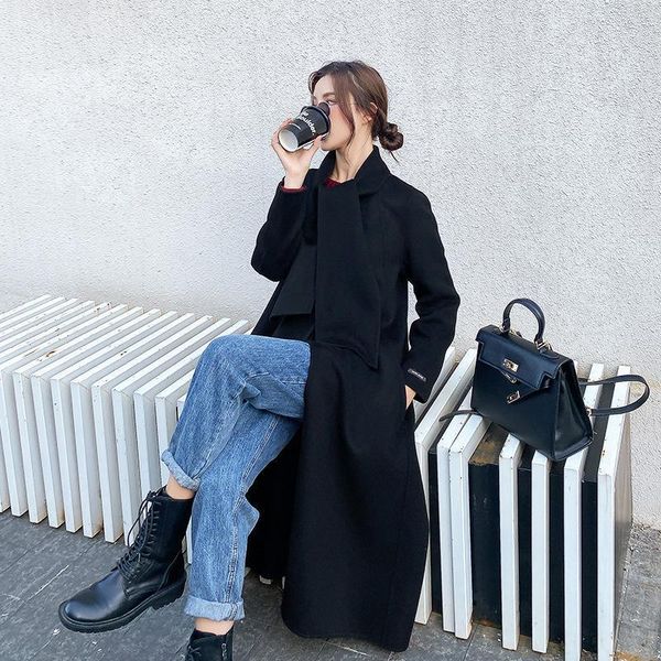 double faced overcoat women's long korean 2021 new autumn and winter fashion albaca cashmere coat1, Black
double faced overcoat women's long korean 2021 new autumn and winter fashion albaca cashmere coat1, Black