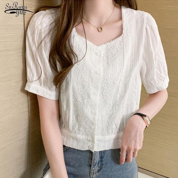 women's blouses & shirts 2021 summer solid cardigan for women square collar cotton lace blouse office lady white blusas mujer 9777
women's blouses & shirts 2021 summer solid cardigan for women square collar cotton lace blouse office lady white blusas mujer 9777