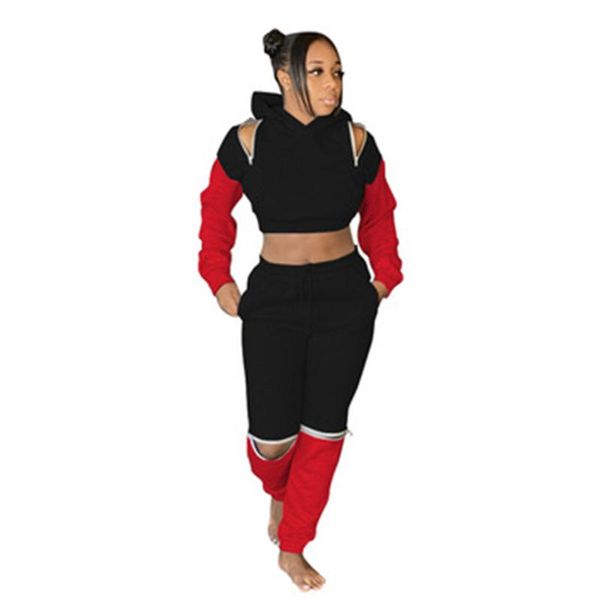 women contrast color tracksuits fashion long sleeve zipper hooded drawstring pants suits designer female autumn new sports casual sets, Gray
women contrast color tracksuits fashion long sleeve zipper hooded drawstring pants suits designer female autumn new sports casual sets, Gray
