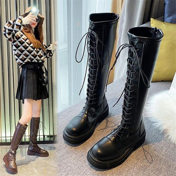 boots fashion autumn winter lacing knee high women 6cm square heel leather shoes round toe platform waterproof knight, Black
boots fashion autumn winter lacing knee high women 6cm square heel leather shoes round toe platform waterproof knight, Black