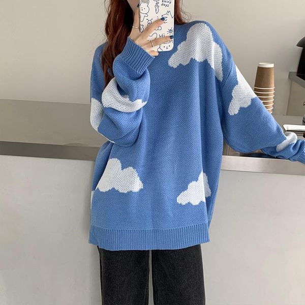 korean style cloud wool sweater women harajuku cute fashion long sleeve cashmere jumper autumn oversized black blue pullover, White;black
korean style cloud wool sweater women harajuku cute fashion long sleeve cashmere jumper autumn oversized black blue pullover, White;black