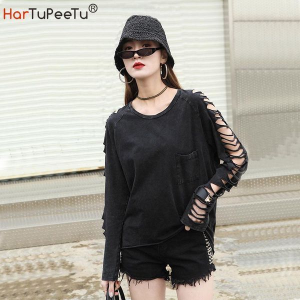 black t shirt women oversized autumn 2020 punk style hollow out long sleeve solid vintage washed cotton 1, White
black t shirt women oversized autumn 2020 punk style hollow out long sleeve solid vintage washed cotton 1, White