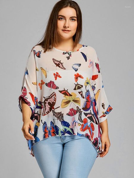 gamiss women butterfly print plus size chiffon blouse casual batwing sleeve long blouses shirts 2018 fashion blusas 5xl1, White 
gamiss women butterfly print plus size chiffon blouse casual batwing sleeve long blouses shirts 2018 fashion blusas 5xl1, White