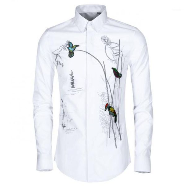 men's casual shirts england style mens plus size 4xl luxury chinese flower and bird embroidery dress slim solid man1, White;black 
men's casual shirts england style mens plus size 4xl luxury chinese flower and bird embroidery dress slim solid man1, White;black