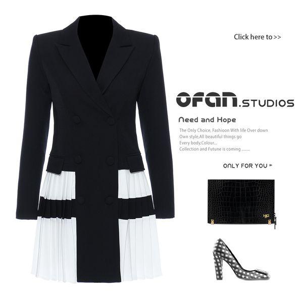 20a/w french style romantic heavy industry pleated stitching black and white contrast color hem suit coat dress womens 1313, White;black
20a/w french style romantic heavy industry pleated stitching black and white contrast color hem suit coat dress womens 1313, White;black
