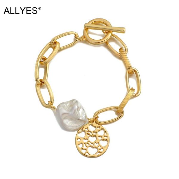 allyes irregular pearl round hollow heart charm bracelets for women chain bracelets female couple jewelry valentine's day gifts, Black 
allyes irregular pearl round hollow heart charm bracelets for women chain bracelets female couple jewelry valentine's day gifts, Black
