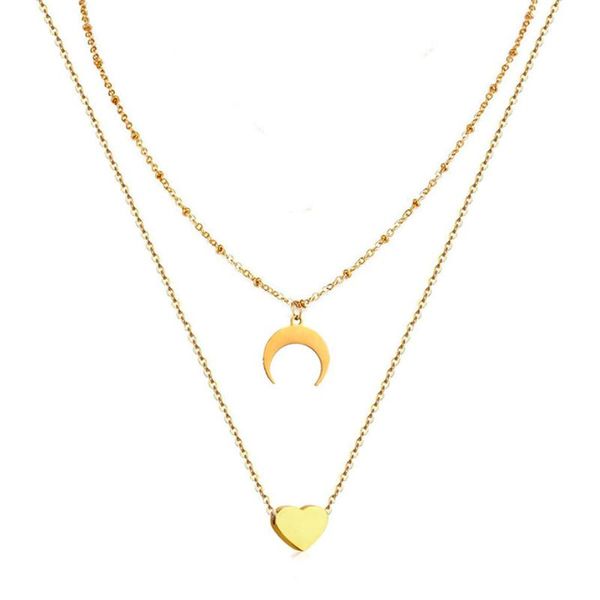chokers fashion retro moon heart pendant multilayer gold color stainless steel necklace party charm jewelry accessories for women, Golden;silver
chokers fashion retro moon heart pendant multilayer gold color stainless steel necklace party charm jewelry accessories for women, Golden;silver