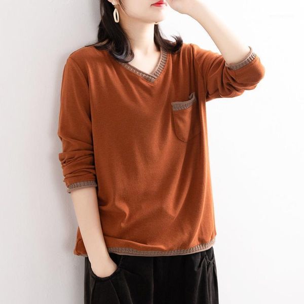 women's t-shirt vintage t shirts women 2021 autumn 100% cotton long sleeve ladies pullover v-neck clothes tee female dropship1, White
women's t-shirt vintage t shirts women 2021 autumn 100% cotton long sleeve ladies pullover v-neck clothes tee female dropship1, White
