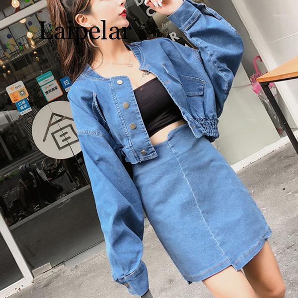 laipelar women suits khaki blue jeans denim bomber jacket baseball mini pencil skirt solid two pieces set o neck1, White
laipelar women suits khaki blue jeans denim bomber jacket baseball mini pencil skirt solid two pieces set o neck1, White