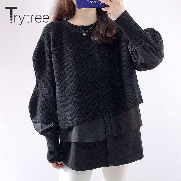 trytree 2020 casual women sweaters o-neck pullover elastic knitted patchwork shirt hem puff sleeve office lady for women1, White;black
trytree 2020 casual women sweaters o-neck pullover elastic knitted patchwork shirt hem puff sleeve office lady for women1, White;black