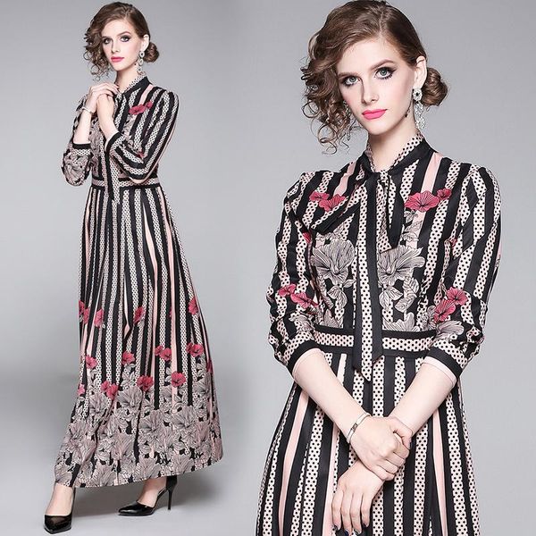 spring summer fall autumn runway vintage floral print bow tie neck long sleeve women ladies party casual a-line maxi beach dress, Black;gray
spring summer fall autumn runway vintage floral print bow tie neck long sleeve women ladies party casual a-line maxi beach dress, Black;gray