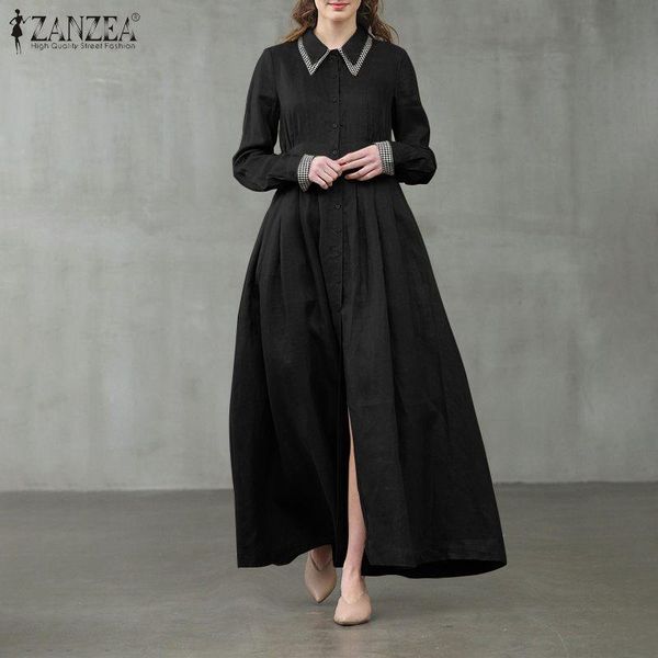stylish patchwork check shirt dress women's spring sundress zanzea 2021 casual long sleeve button maxi vestidos plus size robe, Black;gray
stylish patchwork check shirt dress women's spring sundress zanzea 2021 casual long sleeve button maxi vestidos plus size robe, Black;gray